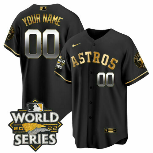 Houston Astros Black Gold World Series Custom Jersey – All Stitched