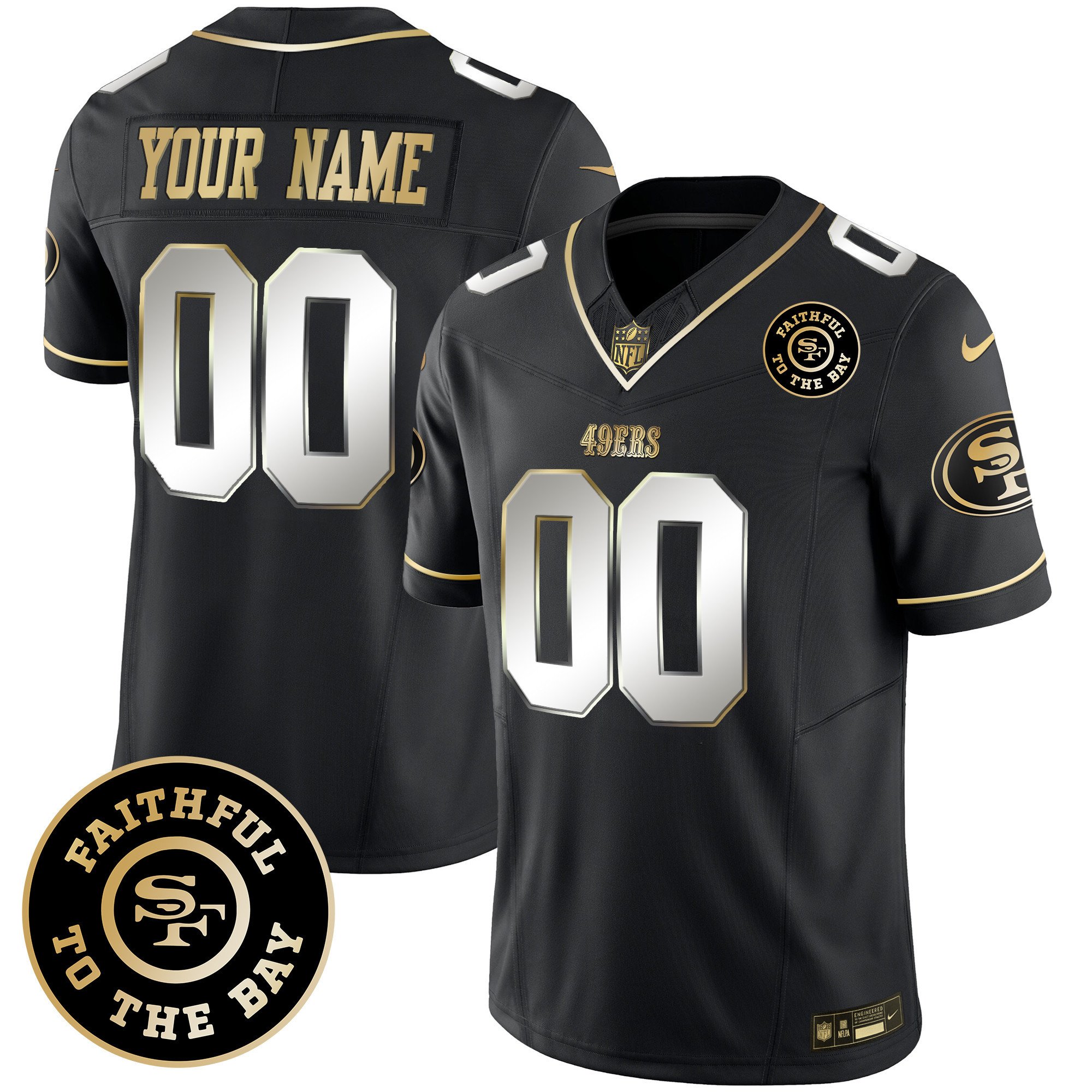 49ers Faithful To The Bay Patch Vapor Limited Custom Jersey V7 – All ...