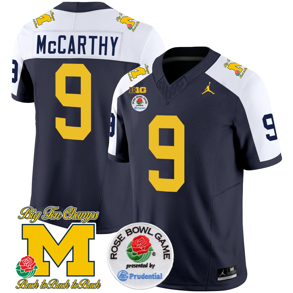 Men’s Michigan Wolverines Vapor Limited Jersey Rose Bowl Patch All