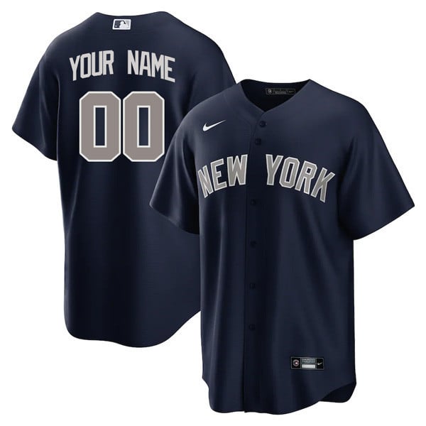 New York Yankees Custom Name And Number Navy Jersey – All Stitched ...