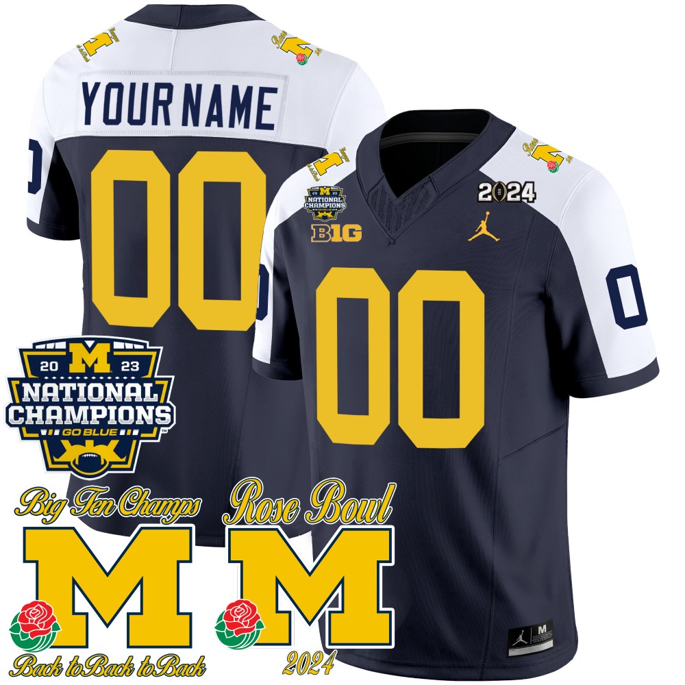 Michigan Wolverines Vapor Custom Stitched Jersey Rose Bowl 2024   Michigan Wolverines Vapor Custom Stitched Jersey  Rose Bowl  2024 National Champions Patch Kb3vo 