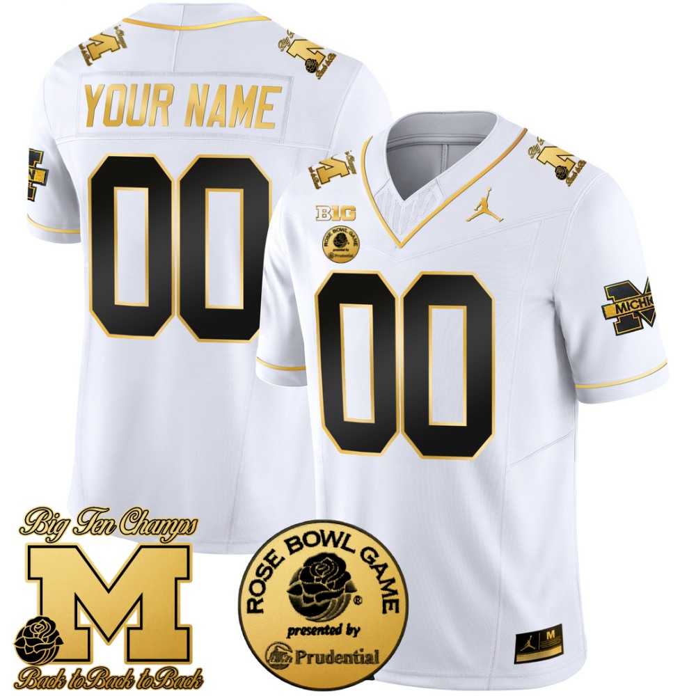 Michigan Wolverines Vapor Gold Custom Jersey Rose Bowl Patch All